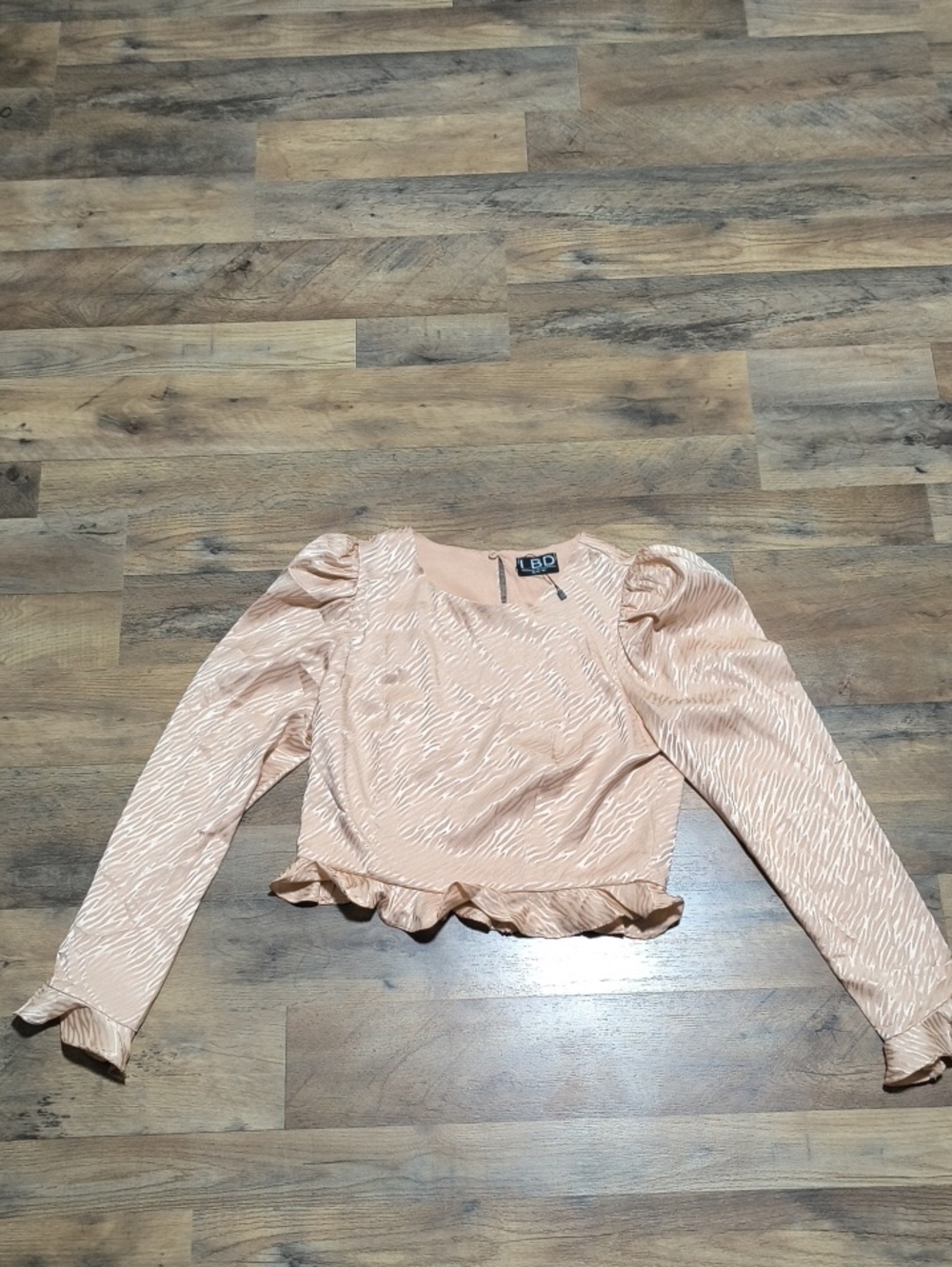 Blush Pink Ruffle-Hem Long Sleeve Top - Picture 1 of 5